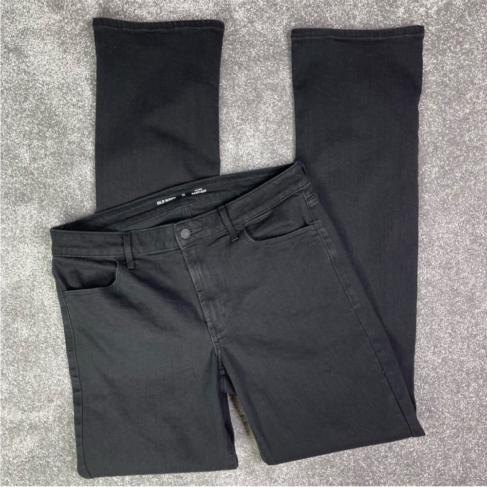 Old Navy Black Mid-Rise Boot Cut Jeans Size 12 Tall Stretch